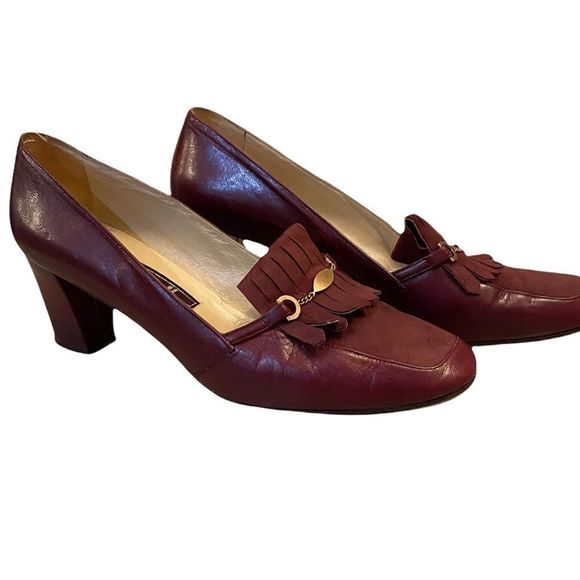 Vintage Vero Cuoio heeled shoes leather with a touch of suede size 39 Heel 2.5” - Picture 1 of 4